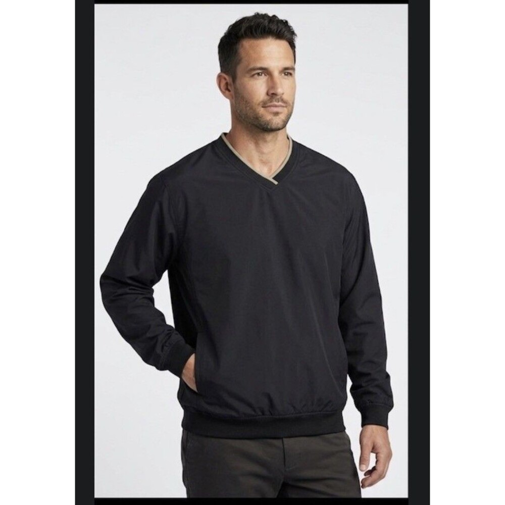 Ashworth Weather Systems Men’s Size L Black V-Neck Golf Windbreaker Jacket